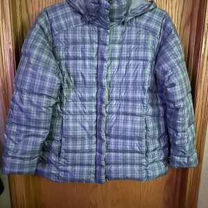 Columbia Blue Plaid Puffer Jacket